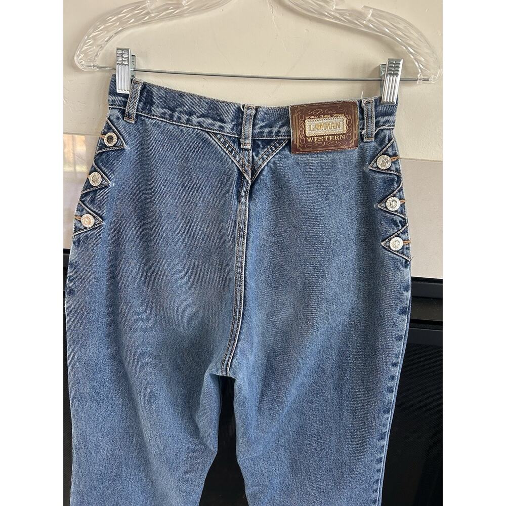 Vintage 90s Lawman Western High Rise Mom Jeans Button Detail Cowgirl 26x31